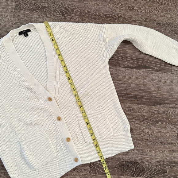 J. Crew Cotton Cashmere V Neck Oversized Cream Cardigan - Picture 7 of 9